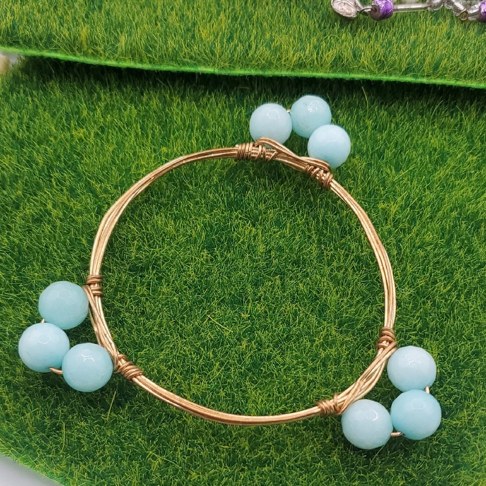 Aquamarine Wire Wrapped Bracelet B3027
